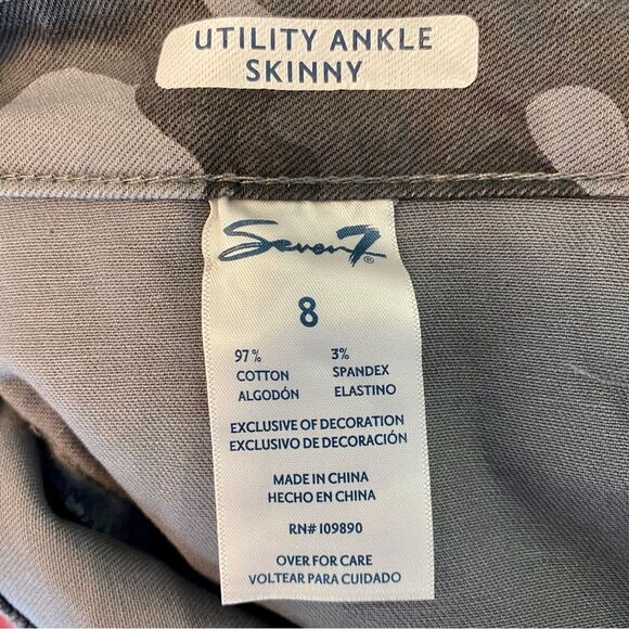 SEVEN7 Pants Utility Ankle Skinny Soft Touch Twill Gray Concrete Camo 8 NWT - Picture 3 of 9